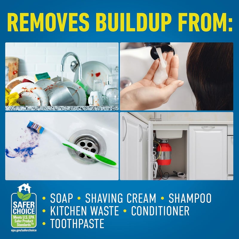 CLR Brands® Clog Preventer Clear Pipes and Drains Monthly Drain Build Up Remover, Helps Degrade Sources of Clogs to Keep Drains Flowing Smoothly, Safe on All Pipes and Drains - 80 Ounce Bottle - Image 5